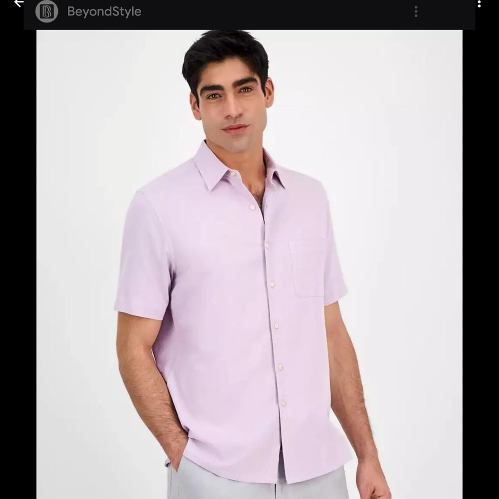 100% Cotton Club Room Men's Lavender Casual‎ Button-Down Shirt302